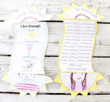 Preview of I Am Enough by Grace Byers Sunshine SEL Craft ELA Literacy Centers Book Activity