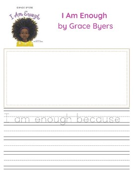Preview of I Am Enough by Grace Byers Worksheet