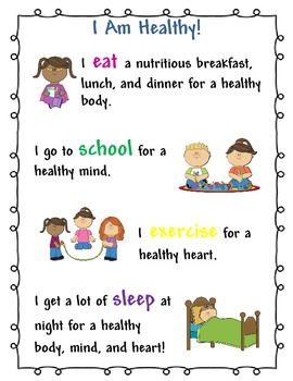 Preview of I Am Healthy Kids Poster for School Nurse and Health Teacher