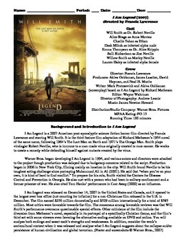 Preview of I Am Legend Film (2007) Study Guide Movie Packet