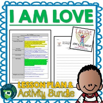 Preview of I Am Love by Susan Verde Lesson Plan, Google Activities and Dictation