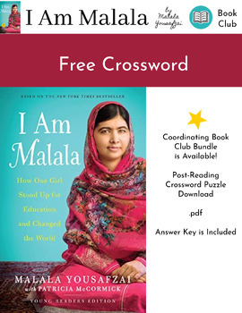 Preview of I Am Malala (YRE) by Yousafzai / Crossword Puzzle / YA Nonfiction / ELA