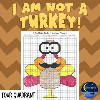 Preview of I Am Not a Turkey! Coordinate Plane Mystery Graphing Picture for Thanksgiving