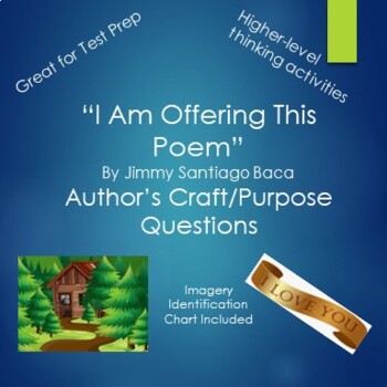 Preview of I Am Offering This Poem Author's Craft/Purpose Questions and Imagery Chart