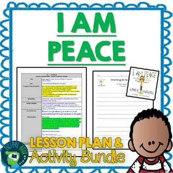 Preview of I Am Peace by Susan Verde Lesson Plan, Activities and Dictation