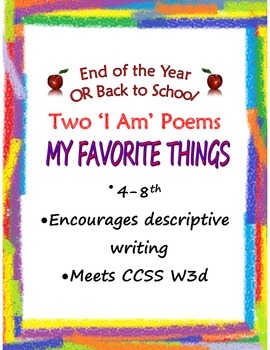 Preview of I Am Poem Favorite Things W3d Extended Prompts Decorated Papers