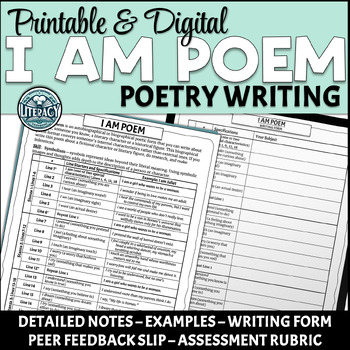 Preview of I Am Poem - Poetry Writing - Lesson with Notes on Poem - for Any Poetry Unit