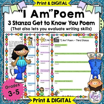 Preview of Writing Activity to Help You Get to Know Your Students I Am Poem Print DIGITAL