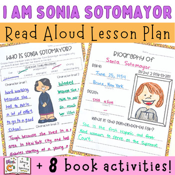 Preview of I Am Sonia Sotomayor | Women's History Month Read Aloud Lesson and Activities