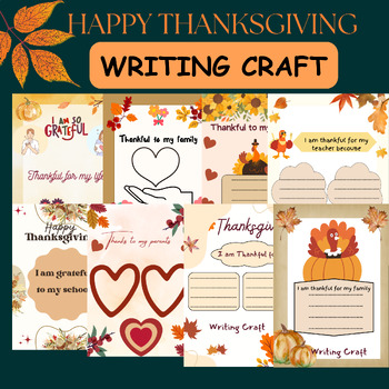 Preview of I Am Thankful Bulletin Board- No Prep Thanksgiving Writing Activity for November