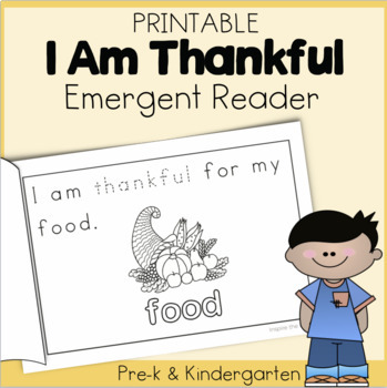 Preview of I Am Thankful Fall Emergent Reader for Pre-k, Kindergarten, & 1st (Sight Words)