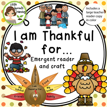 Preview of I Am Thankful For... Reader and Craft  (includes color Teacher copy)