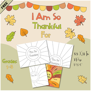 Preview of I Am Thankful For - Sunburst Template