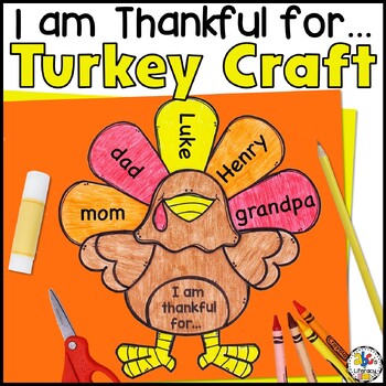 Preview of I Am Thankful For... Thanksgiving Turkey Writing Craft - Prompts & Craftivity 