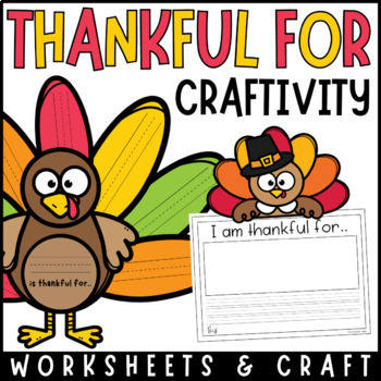 Preview of I Am Thankful For... Turkey Craft and Writing Prompt for Thanksgiving
