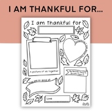 I Am Thankful For Worksheet, Thanksgiving Activity, Gratit