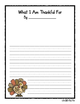 I Am Thankful For Writing by Life with Ms Fife | TpT
