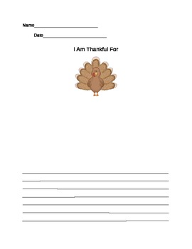 I Am Thankful For Writing Template by Thespunkeeteacher TPT