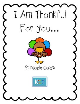 Preview of I Am Thankful For You... Printable Cards