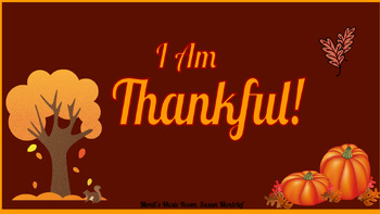 Preview of I Am Thankful! Vocal canon, ukulele, percussion, K-5 lesson plans, movement