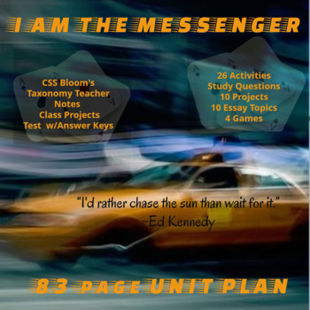 Preview of I Am The Messenger Unit Plan: CCSS Teaching Notes, Lessons, and Activities