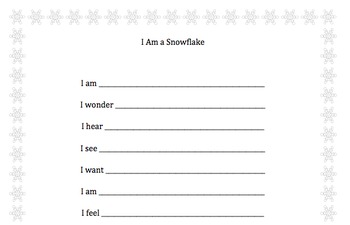 Preview of I Am a Snowflake Poem