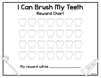 Printable I can brush my teeth Teeth Brushing Chart Weekly Kids Reward Chart 
