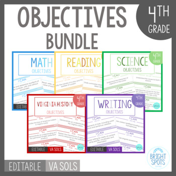 Preview of I CAN... 4th Grade Objectives BUNDLE ~ Virginia SOL ~ Editable