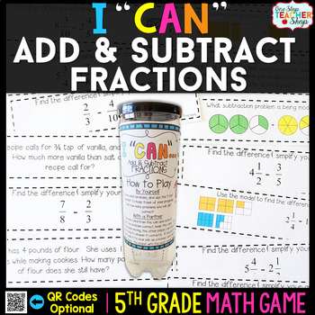 Preview of 5th Grade Math Game | Adding & Subtracting Fractions with Unlike Denominators