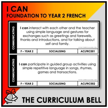 Preview of I CAN | AUSTRALIAN CURRICULUM | FOUNDATION TO YEAR 2 FRENCH