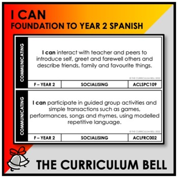 Preview of I CAN | AUSTRALIAN CURRICULUM | FOUNDATION TO YEAR 2 SPANISH