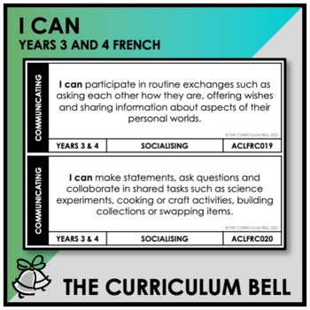 Preview of I CAN | AUSTRALIAN CURRICULUM | YEARS 3 AND 4 FRENCH