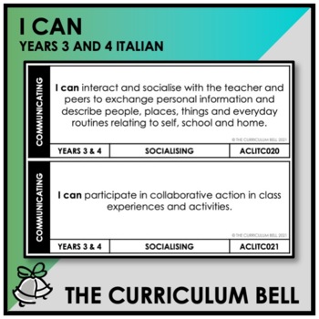 Preview of I CAN | AUSTRALIAN CURRICULUM | YEARS 3 AND 4 ITALIAN