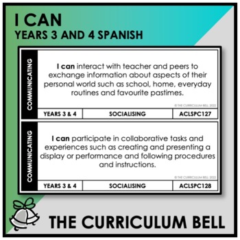 Preview of I CAN | AUSTRALIAN CURRICULUM | YEARS 3 AND 4 SPANISH
