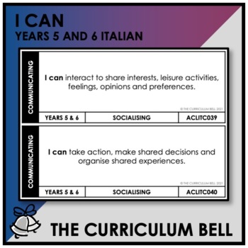Preview of I CAN | AUSTRALIAN CURRICULUM | YEARS 5 AND 6 ITALIAN