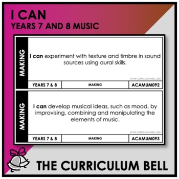 Preview of I CAN | AUSTRALIAN CURRICULUM | YEARS 7 AND 8 MUSIC