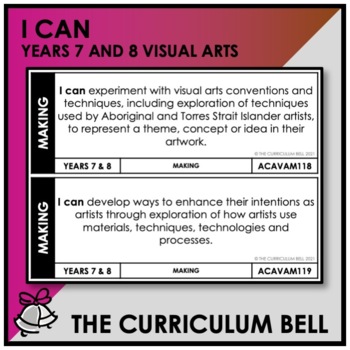 Preview of I CAN | AUSTRALIAN CURRICULUM | YEARS 7 AND 8 VISUAL ARTS