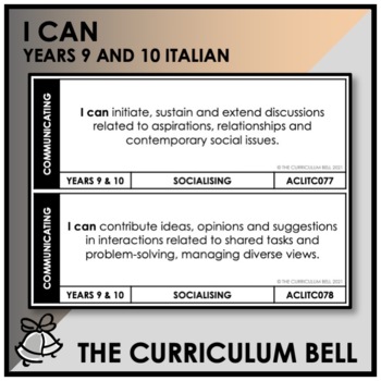 Preview of I CAN | AUSTRALIAN CURRICULUM | YEARS 9 AND 10 ITALIAN