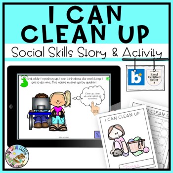 Preview of I CAN CLEAN UP Preschool Social Skills Story Social Emotional Learning Activity