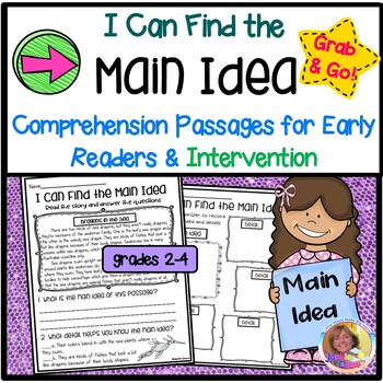 Preview of I CAN FIND THE MAIN IDEA Comprehension Passages with Easel Pages