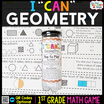 Preview of 1st Grade Math Game | Geometry | Shape Attributes, Partitioning Shapes, & MORE