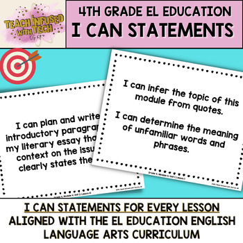 Preview of I CAN STATEMENTS, 4th Grade EL Education ELA Curriculum ALL YEAR, ALL UNITS!