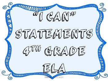 Preview of I CAN Statements 4th Grade ELA BlueFrame