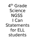 I CAN Statements for 4th Grade Science Standards NGSS ELL