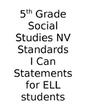 I CAN Statements for 5th Grade Social Studies Standards Ne