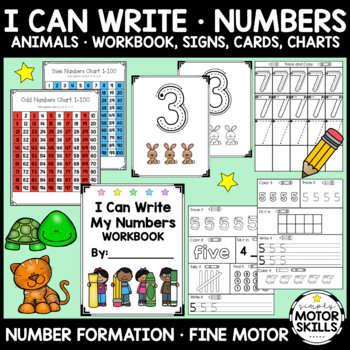 Preview of I CAN WRITE NUMBERS - Animal Theme - Handwriting Packet