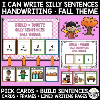 Preview of I CAN WRITE SILLY SENTENCES - Build and Write Sentences- Fall Theme