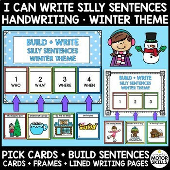 Preview of I CAN WRITE SILLY SENTENCES - Build and Write Sentences - Winter Theme