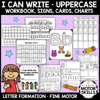 Preview of I CAN WRITE UPPERCASE LETTERS - Workbook, Signs, Cards, Charts - Handwriting