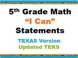 "I Can" 5th Grade Math--Updated TEXAS Version (Teal/Orange)